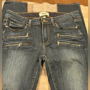 PAIGE Indigo Skinny Jeans with Zipper Accents
